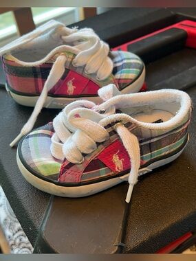 Ralph Lauren Kids Plaid Canvas Sneakers 5c